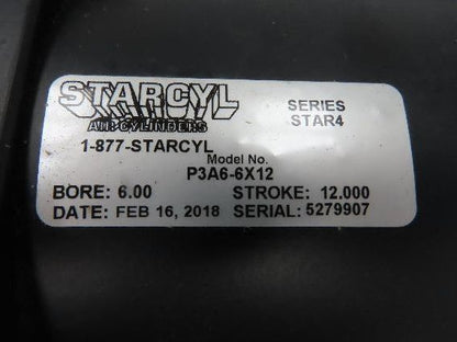 Starcyl P3A6-6X12 Star 4 Pneumatic Air Cylinder 6" Bore 12" Stroke 4" Rod Dia