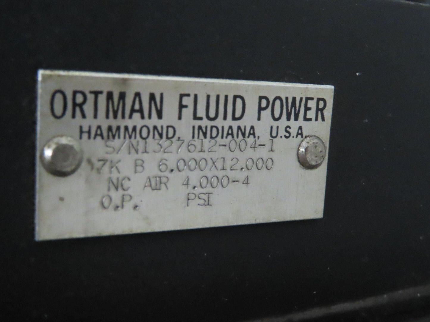 Ortman Fluid Power 7K Series Pneumatic Air Cylinder 6" Bore 12" Stroke 4" Rod