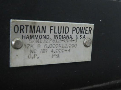 Ortman Fluid Power 7K Series Pneumatic Air Cylinder 6" Bore 12" Stroke 4" Rod