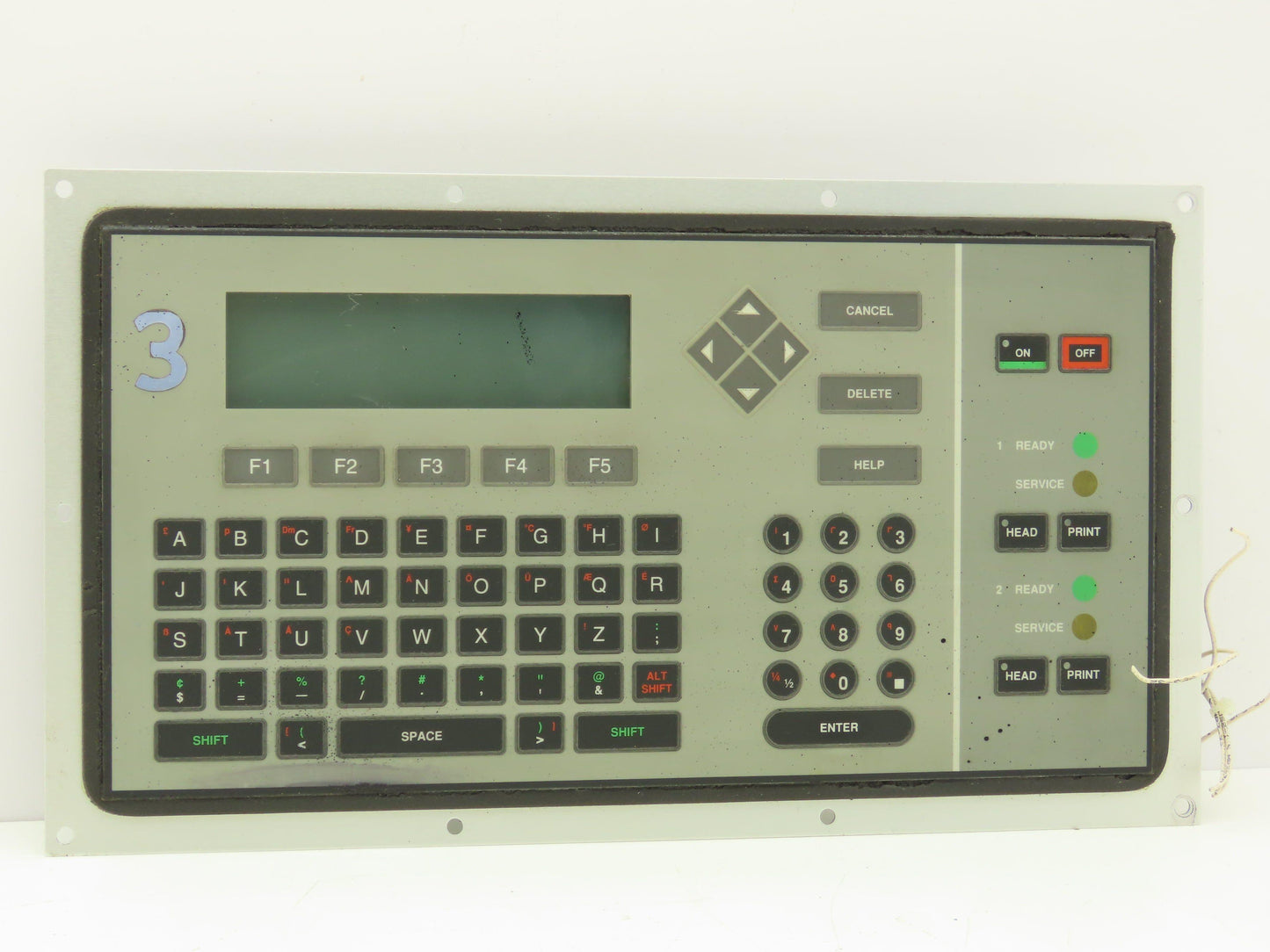 VideoJet Excel PKD Ink Jet Printer Keyboard Interface Panel LCD Display