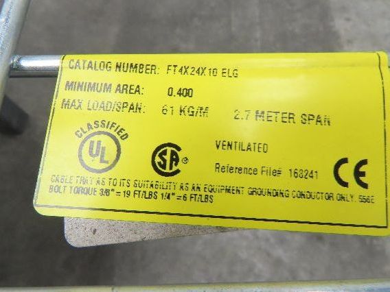 Eaton B-Line FT4X24X10 ELG FlexTray Cable Tray 4" x 24" x 10' Electro Galvanized
