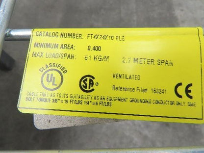 Eaton B-Line FT4X24X10 ELG FlexTray Cable Tray 4" x 24" x 10' Electro Galvanized