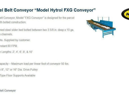 Hytrol FXG Parcel Belt Conveyor 30" x 86' White Slider Bed Sections -No Drive