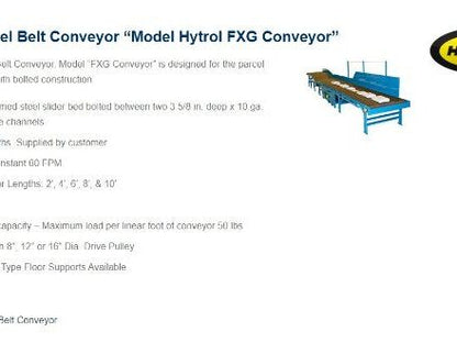 Hytrol FXG Parcel Belt Conveyor 30" x 86' White Slider Bed Sections -No Drive
