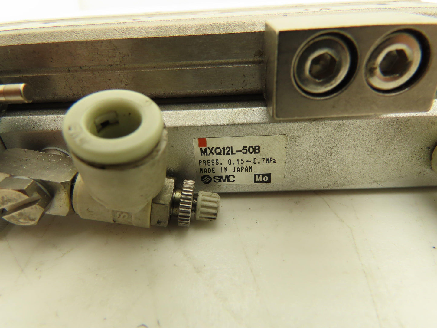 SMC MXQ12L-50B Pneumatic Air Slide Table Cylinder w/Shocks 12mm Bore 50mm Stroke