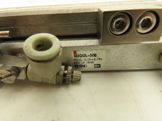 SMC MXQ12L-50B Pneumatic Air Slide Table Cylinder w/Shocks 12mm Bore 50mm Stroke