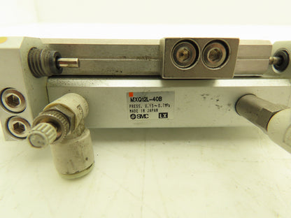 SMC MXQ12L-40B Pneumatic Air Slide Table Cylinder w/Shocks 12mm Bore 40mm Stroke