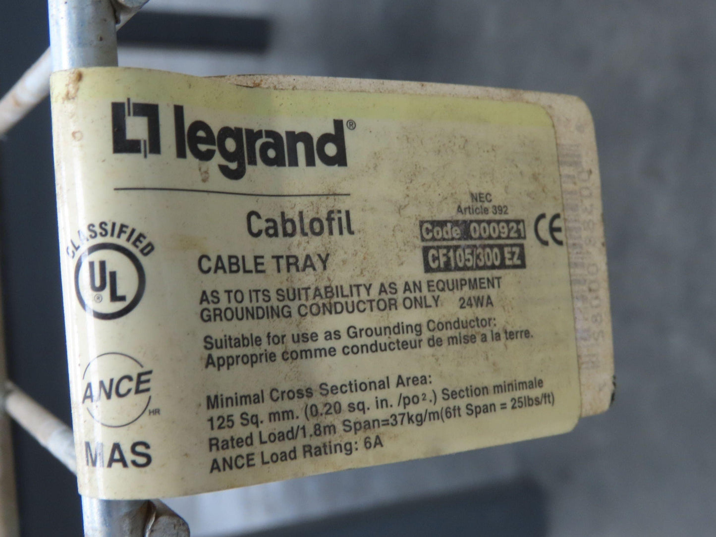 Legrand CF105/300EZ Cablofil Cable Tray 4" x 12" x 10' Galvanized Wire