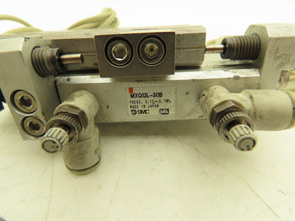 SMC MXQ12L-30B Pneumatic Air Slide Table Cylinder w/Shocks 30mm Stroke  Lot of 3