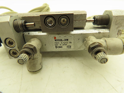SMC MXQ12L-30B Pneumatic Air Slide Table Cylinder w/Shocks 30mm Stroke  Lot of 3