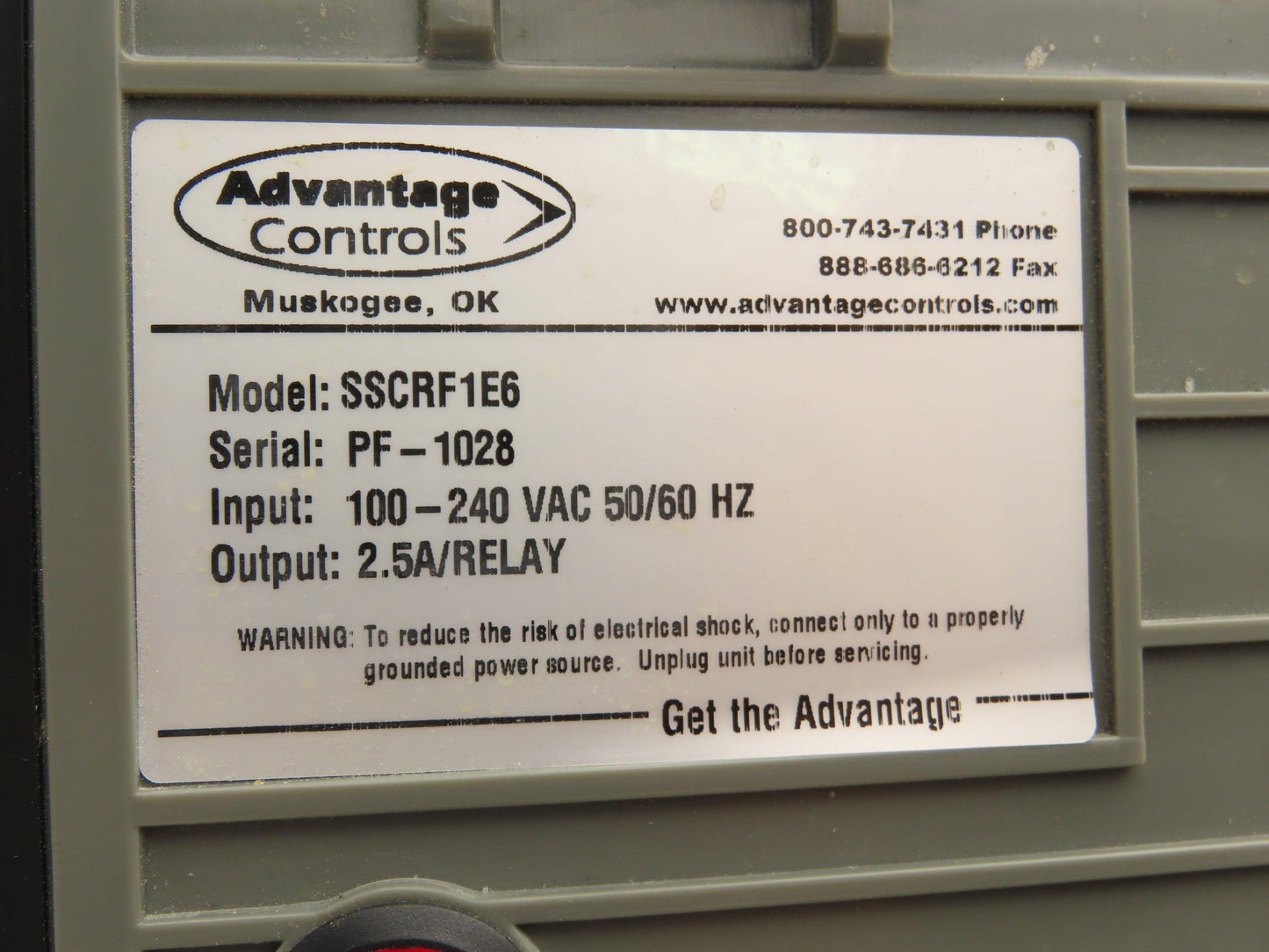 Advantage Controls SSCRF1E6 Water Treatment Controller 5 Relay Output 120VAC 1PH