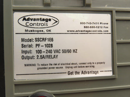 Advantage Controls SSCRF1E6 Water Treatment Controller 5 Relay Output 120VAC 1PH