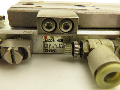 SMC MXQ8-40B Pneumatic Air Slide Table Cylinder w/Shocks 8mm Bore 40mm Stroke