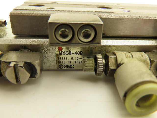 SMC MXQ8-40B Pneumatic Air Slide Table Cylinder w/Shocks 8mm Bore 40mm Stroke