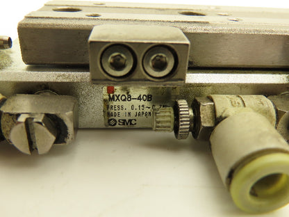 SMC MXQ8-40B Pneumatic Air Slide Table Cylinder w/Shocks 8mm Bore 40mm Stroke