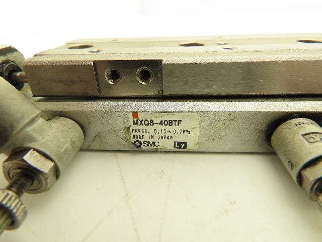 SMC MXQ8-40BTF Pneumatic Air Slide Table Cylinder w/Shock 8mm Bore 40mm Stroke