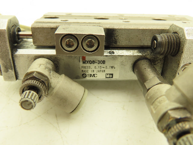 SMC MXQ8-30B Pneumatic Air Slide Table Cylinder w/Shocks 8mm Bore 30mm Stroke