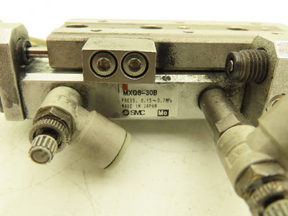 SMC MXQ8-30B Pneumatic Air Slide Table Cylinder w/Shocks 8mm Bore 30mm Stroke