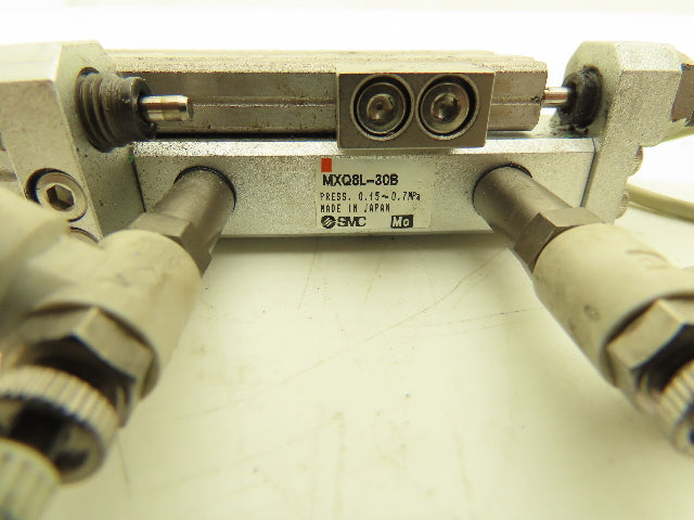 SMC MXQ8L-30B Pneumatic Air Slide Table Cylinder w/Shocks 8mm Bore 30mm Stroke