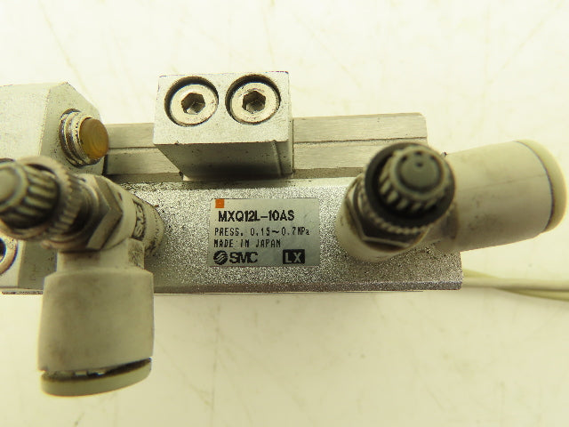 SMC MXQ12L-10AS Pneumatic Air Slide Table Cylinder w/Stop 12mm Bore 10mm Stroke