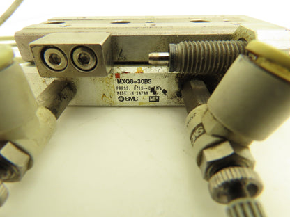 SMC MXQ8-30BS Pneumatic Air Slide Table Cylinder w/Shock 8mm Bore 30mm Stroke