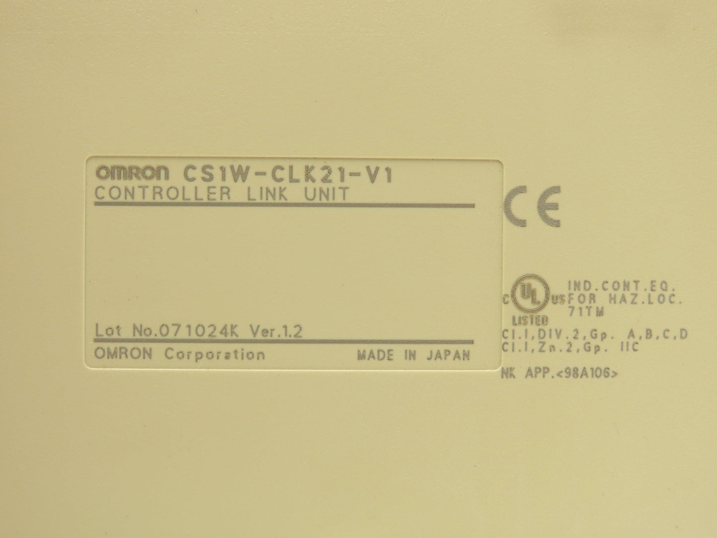 Omron CS1W-CLK21-V1 Controller Link Unit Version 1.2 Lot of 3