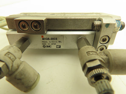 SMC MXQ8-30CS Pneumatic Air Slide Table Cylinder w/Shock 8mm Bore 30mm Stroke