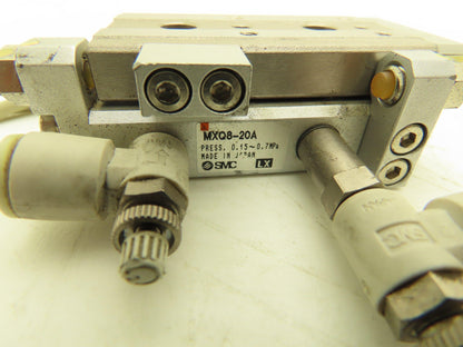 SMC MXQ8-20A Pneumatic Air Slide Table Cylinder w/Stops 8mm Bore 20mm Stroke