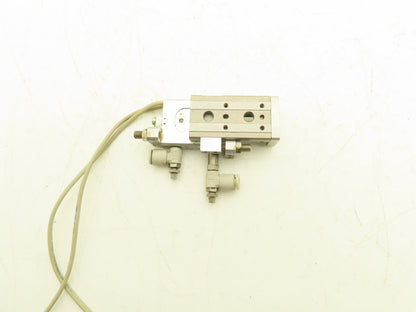 SMC MXQ8-20A Pneumatic Air Slide Table Cylinder w/Stops 8mm Bore 20mm Stroke