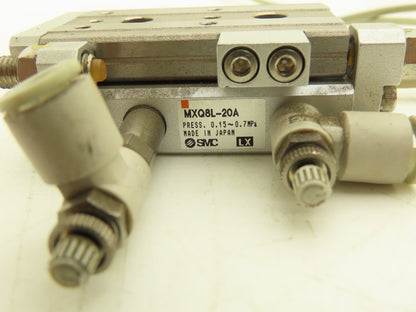 SMC MXQ8L-20A Pneumatic Air Slide Table Cylinder w/Stops 8mm Bore 20mm Stroke