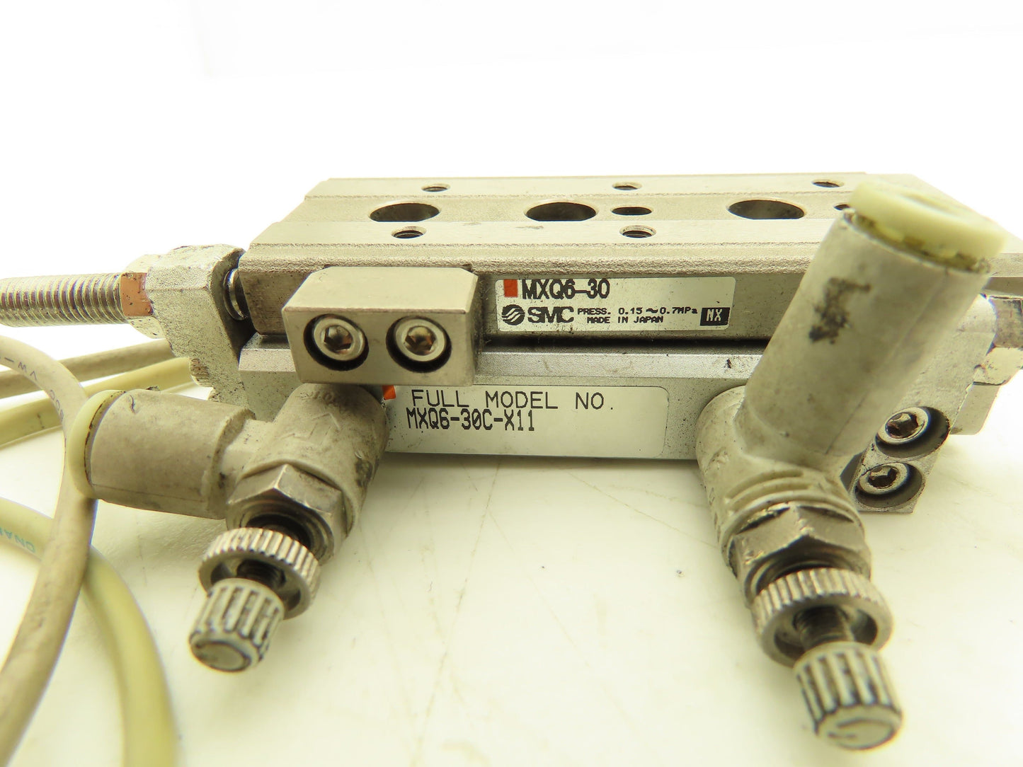 SMC MXQ6-30C-X11 Pneumatic Air Slide Table Cylinder w/Stops 6mm Bore 30mm Stroke