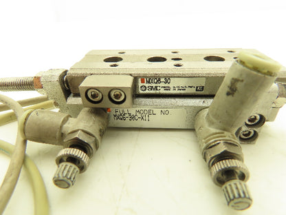 SMC MXQ6-30C-X11 Pneumatic Air Slide Table Cylinder w/Stops 6mm Bore 30mm Stroke