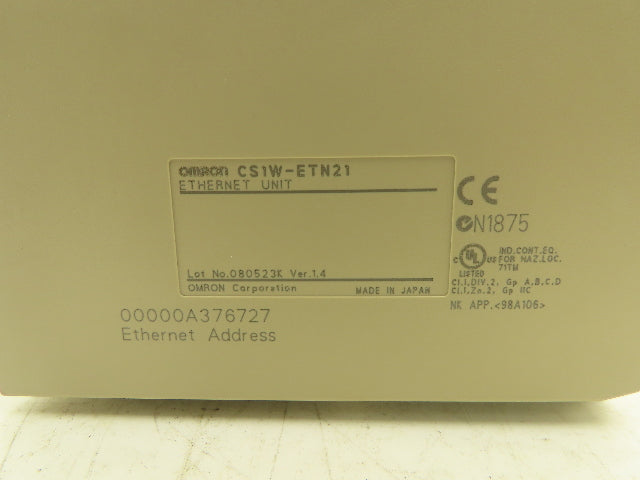 Omron CS1W-ETN21 Ver 1.4 Sysmac 100Base-TX Ethernet Unit