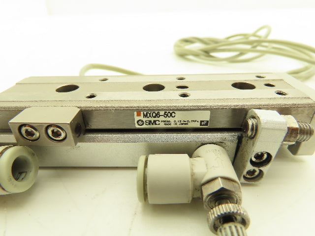 SMC MXQ6-50C Pneumatic Air Slide Table Cylinder w/Stops 6mm Bore 50mm Stroke
