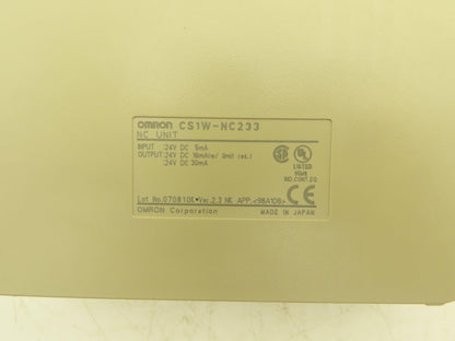 Omron CS1W-NC233 NC Unit 24VDC 5mA Input 24VDC 16mA (w/ Limit Res) 30mA Output