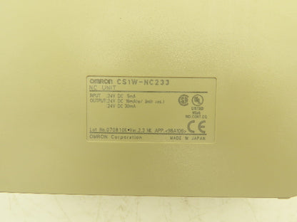 Omron CS1W-NC233 NC Unit 24VDC 5mA Input 24VDC 16mA (w/ Limit Res) 30mA Output