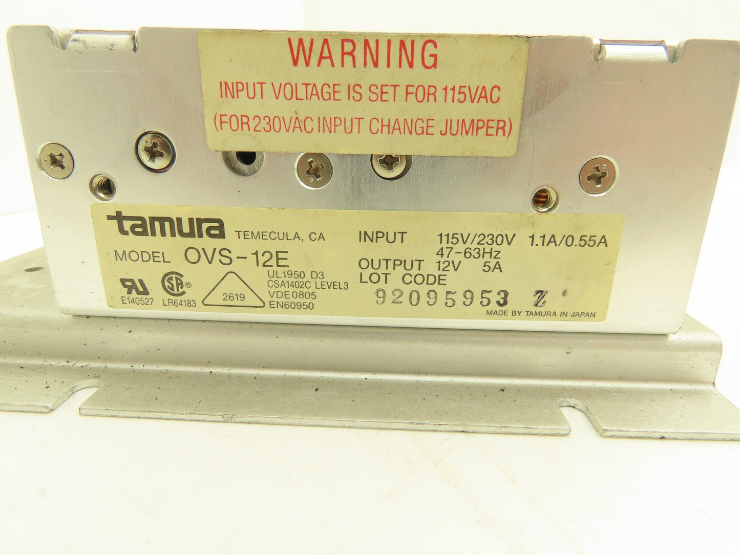 Various Mfr 12VDC Power Supplies 115/230VAC Input Lot of 5