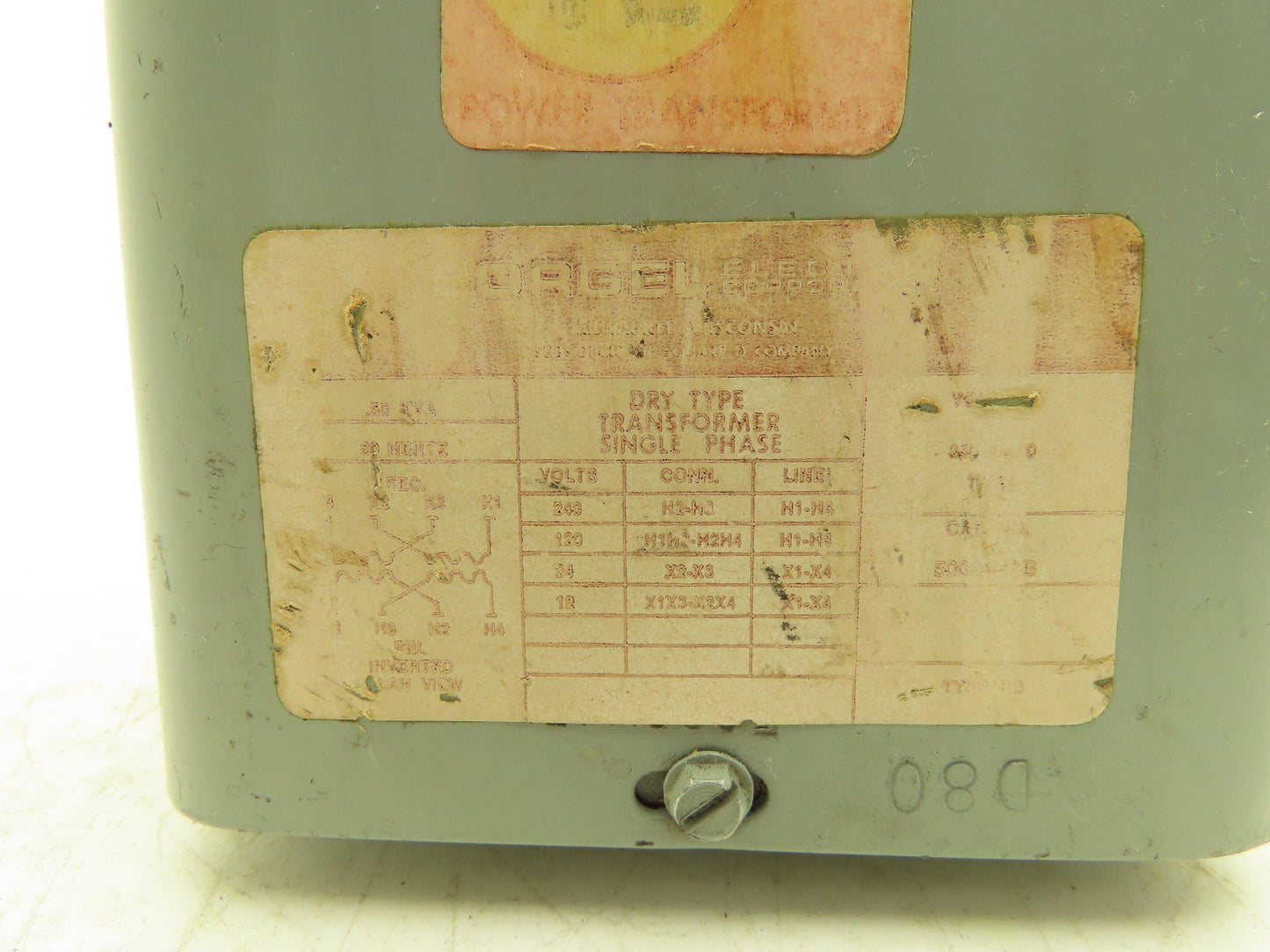 Sorgel 500SV43B Transformer 1PH 500VA 240/480V Pri 12/24V Sec