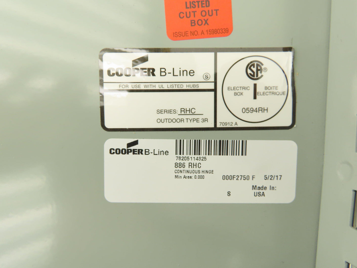 Cooper 886 RHC B-Line Electrical Enclosure 8x8x6" NEMA Type 3R Lot of 2