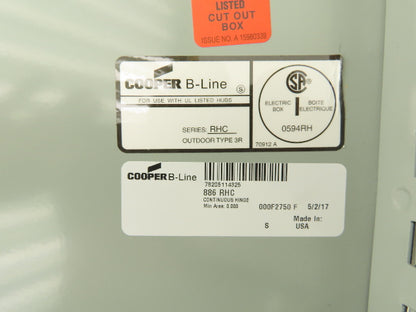 Cooper 886 RHC B-Line Electrical Enclosure 8x8x6" NEMA Type 3R Lot of 2