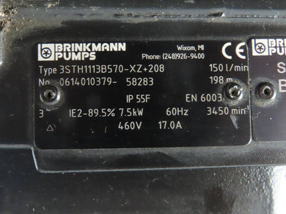 Brinkmann 3STH1113B570-XZ Immersion Coolant Pump 40GPM 10Hp 480V 3PH 22" Depth