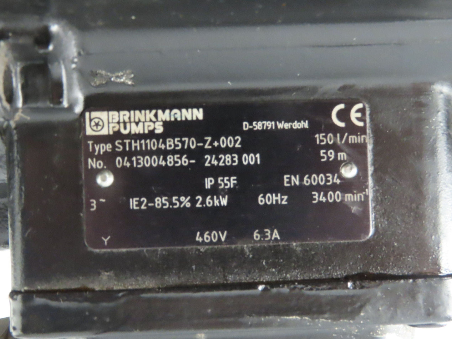 Brinkmann STH1104B570-Z Immersion Coolant Pump 40 GPM 3.4Hp 480V 3PH 22" Depth