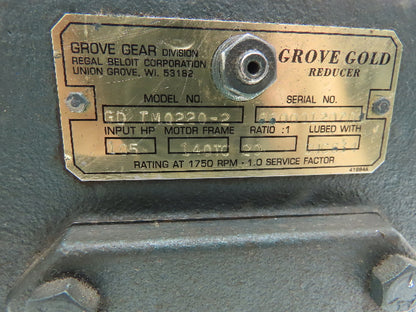 Grove Gear TMQ220-2 Gold Reducer 20:1 Gearbox 88 RPM 1Hp 140TC LH Output