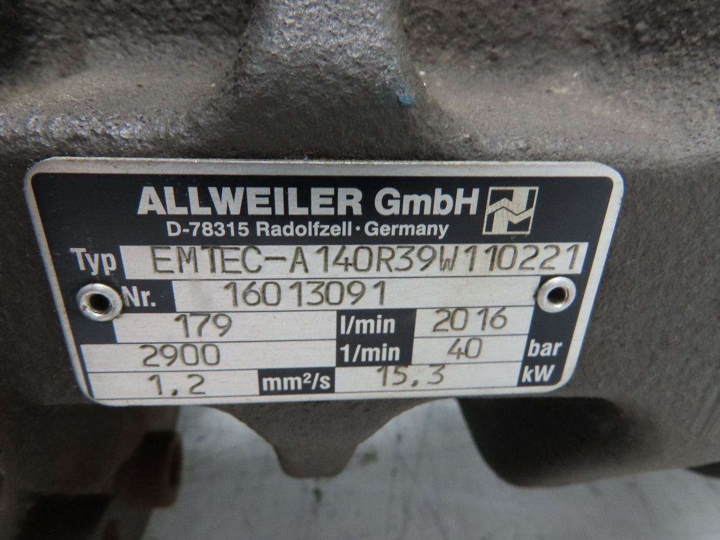 Allweiler EMTEC-A140R39W110221 Three Screw Coolant Pump 179 L/Min 580 PSI