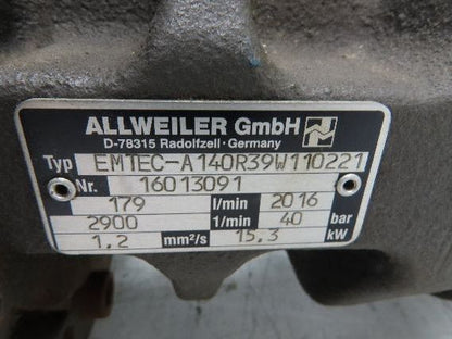 Allweiler EMTEC-A140R39W110221 Three Screw Coolant Pump 179 L/Min 580 PSI