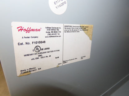 Hoffman F1010G48 Hinge Cover Wireway Straight Section 10x10x48" Trough