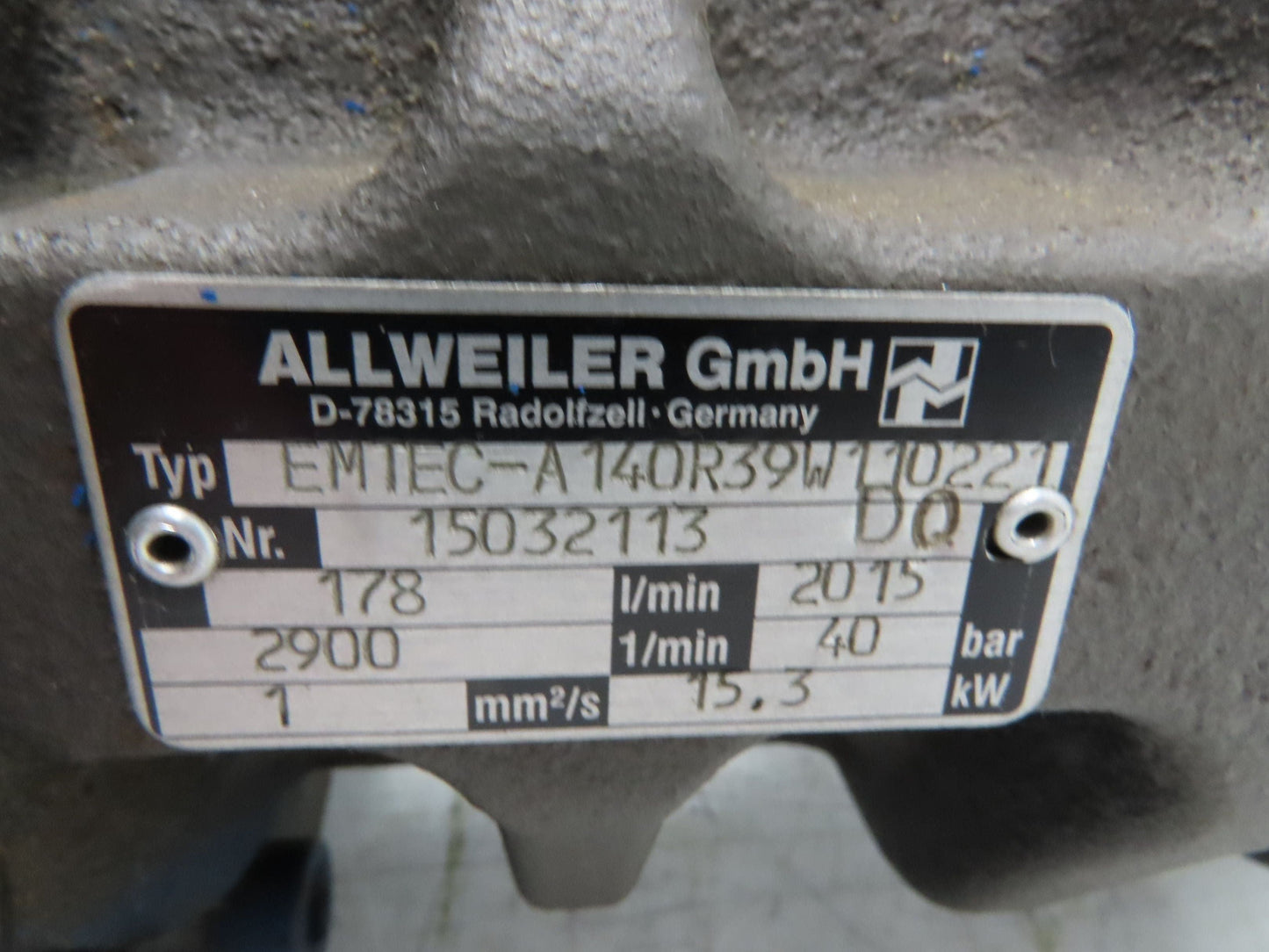 Allweiler EMTEC-A140R39W110221 Three Screw Coolant Pump 178 L/Min 580 PSI
