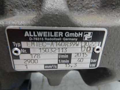 Allweiler EMTEC-A140R39W110221 Three Screw Coolant Pump 178 L/Min 580 PSI