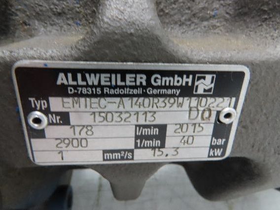 Allweiler EMTEC-A140R39W110221 Three Screw Coolant Pump 178 L/Min 580 PSI