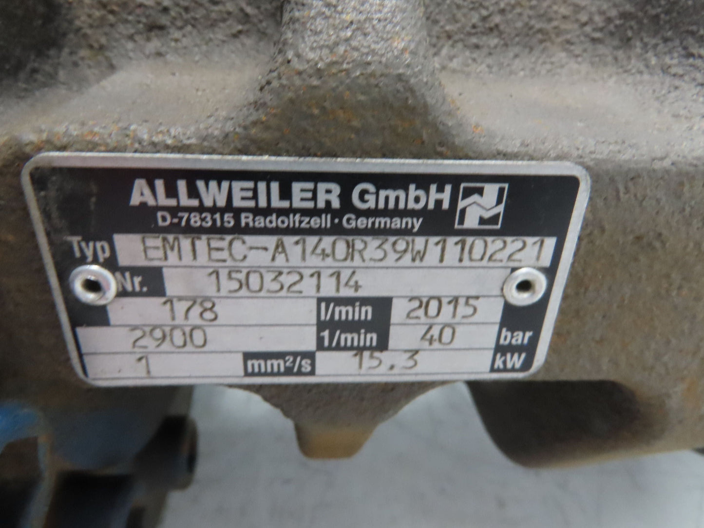 Allweiler EMTEC-A140R39W110221 Three Screw Coolant Pump 178 L/Min 580 PSI